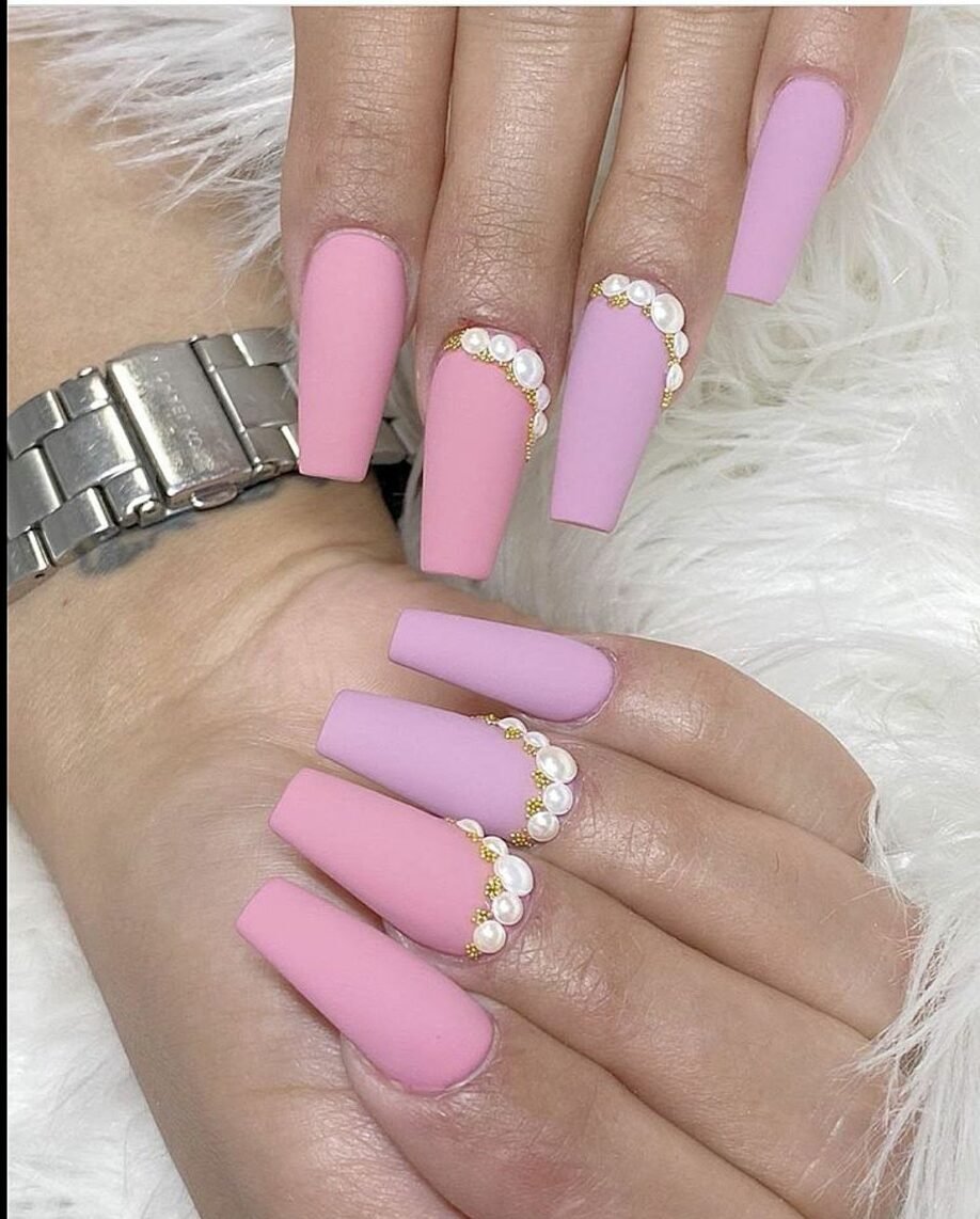 Projekt Paznokci W Kolorze Różowym I Fioletowym Nail Design Pink