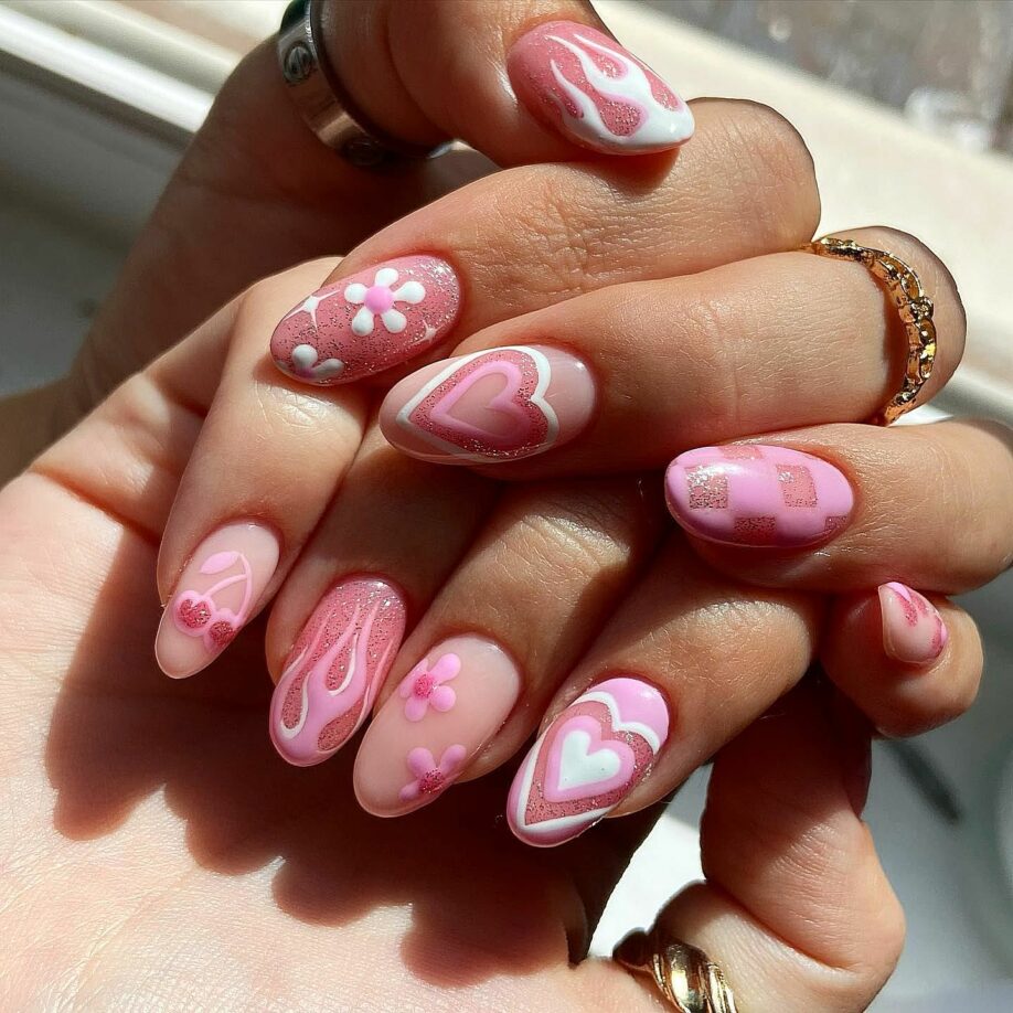 Projekt Paznokci W Różowe Kwiaty Nail Design Pink