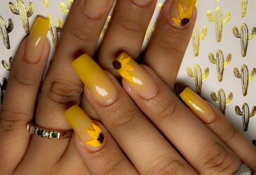 żółte Kwiatowe Paznokcie Paznokci Z żółtymi Kwiatami